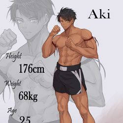 This is a pixiv picture whose title is 【アキ】立ち絵＆設定.