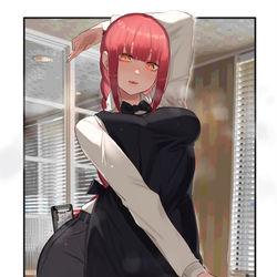 This is a pixiv picture whose title is ファミリーバーガーで働いてた時のマキマさん.