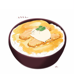 This is a pixiv picture whose title is しろくまカツ丼.