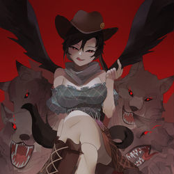 This is a pixiv picture whose title is wolf among sheep.