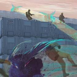 This is a pixiv picture whose title is 脱兎のごとく.