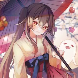 This is a pixiv picture whose title is 和風衣装　胡桃.