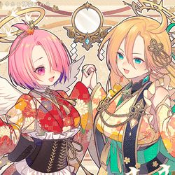 This is a pixiv picture whose title is 『神のまにまに』江波キョウカ様 × 神菜コハネ様.