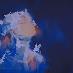 This is a pixiv picture whose title is 青.