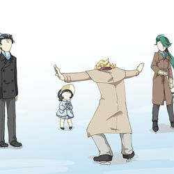 This is a pixiv picture whose title is スケートと四天王.