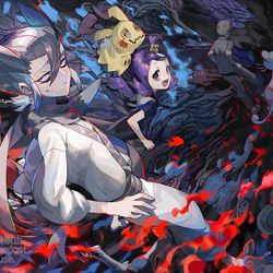 This is a pixiv picture whose title is ポケットモンスターSM（USUM)　ギーマ・キリキザン・アセロラ.