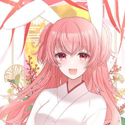 This is a pixiv picture whose title is うさ耳巫女愛莉ちゃん🐰🎀.