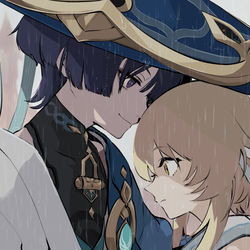 This is a pixiv picture whose title is 原神絵（放浪者と蛍メイン）.