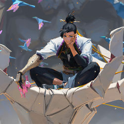 This is a pixiv picture whose title is 折り紙人形師 - 向謹之.