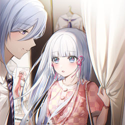 This is a pixiv picture whose title is 「..お兄さん、この服似合ってる？」.