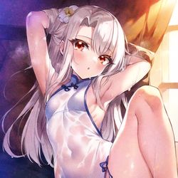 This is a pixiv picture whose title is チャイナレオタードイリヤちゃんの誘惑☆.