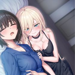 This is a pixiv picture whose title is 怖くてトイレに行けない主と起こしても起きない使用人.