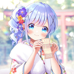 This is a pixiv picture whose title is 振袖チノちゃん🐰.