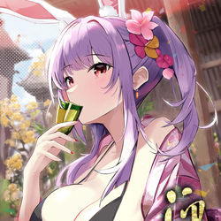 This is a pixiv picture whose title is 兎より新年の意を込めて（ほろ酔い）.