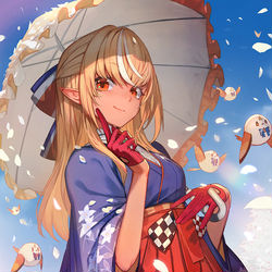 This is a pixiv picture whose title is 正月フレアちゃん.