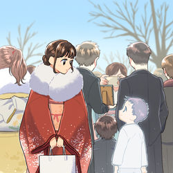 This is a pixiv picture whose title is 人混みの中で.