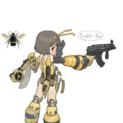 This is a pixiv picture whose title is Bumblebee mech girl.