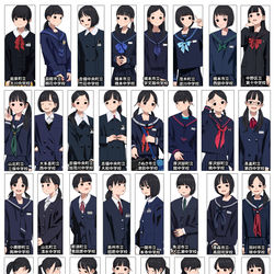 This is a pixiv picture whose title is 【本が出ます】図解 閉校中学校の女子制服.