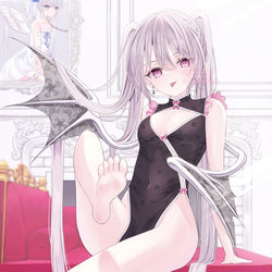 This is a pixiv picture whose title is 🦶👅🖤.