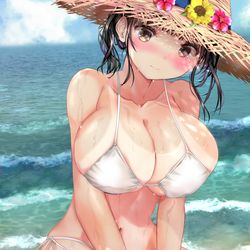 This is a pixiv picture whose title is 白ビキニ×水着の小さい水泳部コーチさん.