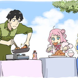 This is a pixiv picture whose title is 乙女ゲー世界で放浪メシ.