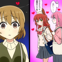 This is a pixiv picture whose title is ぼ喜多♡と嫉妬2号さん☆Kiss！.