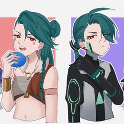 This is a pixiv picture whose title is スカーレット／バイオレット.