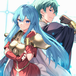 This is a pixiv picture whose title is 【FE】エイリーク＆エフラム【聖魔の光石】.