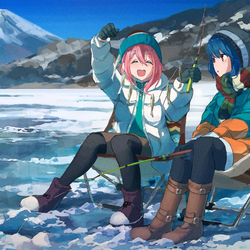 This is a pixiv picture whose title is ❄️🎣🗻.