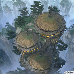 This is a pixiv picture whose title is ［仕事絵］あやかしランブル！_渓谷の家.