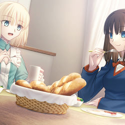 This is a pixiv picture whose title is いつかあったかもしれない沙条家の朝食の風景.