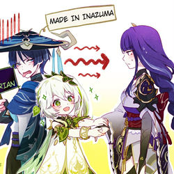This is a pixiv picture whose title is ナヒーダと雷電将軍の初出会い…？.