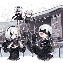 This is a pixiv picture whose title is にんぎょうげきの2Bと9Sかわいい・・・・.