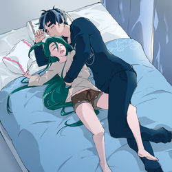This is a pixiv picture whose title is アオチリ 添い寝の絵.