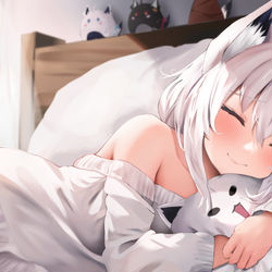 This is a pixiv picture whose title is う～…あと5分….