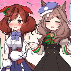This is a pixiv picture whose title is 似た感じ(主観)の勝負服同士の交換.