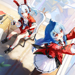 This is a pixiv picture whose title is 2233贴窗花.