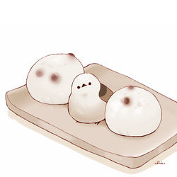 This is a pixiv picture whose title is シマエナガと大福.