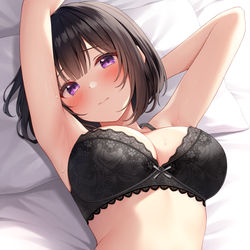 This is a pixiv picture whose title is 井上さんの黒下着.