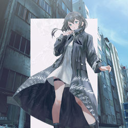 This is a pixiv picture whose title is 【 Chrome spine 】long coat.