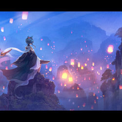 This is a pixiv picture whose title is 海灯祭.