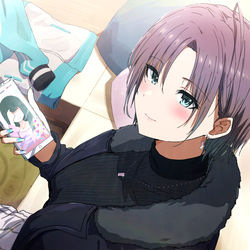 This is a pixiv picture whose title is 『私のこと好きなら前髪を触って』.