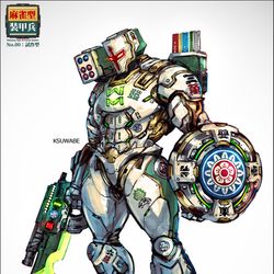 This is a pixiv picture whose title is 麻雀型パワードスーツ.