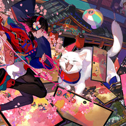 This is a pixiv picture whose title is 迷いネコ捕獲大作戦.