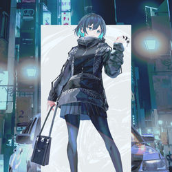 This is a pixiv picture whose title is 【 Chrome spine 】high neck hoodi.