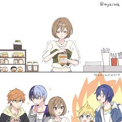 This is a pixiv picture whose title is ビンの蓋を開けたがる男達.