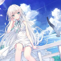 This is a pixiv picture whose title is 蒼と白ワンピ.