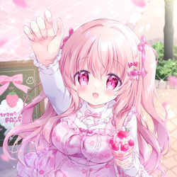 This is a pixiv picture whose title is 『口元にクリームついてるよ？』.