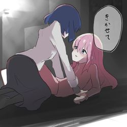 This is a pixiv picture whose title is ぼっちとリョウさんが曲の話をする.