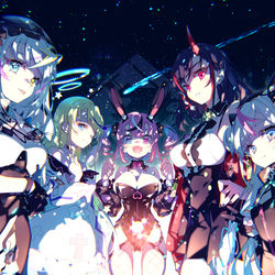 This is a pixiv picture whose title is 【星宇宙の硝子】キービジュアル.